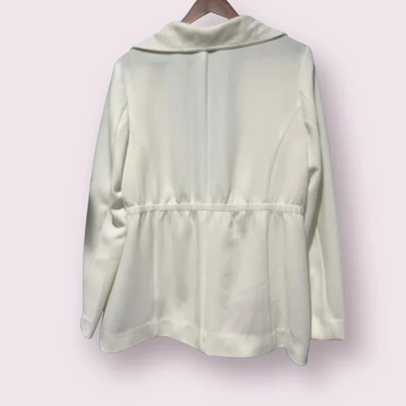 Alfani Soft White Open Front Draped Blazer | Size L - Picture 7 of 16